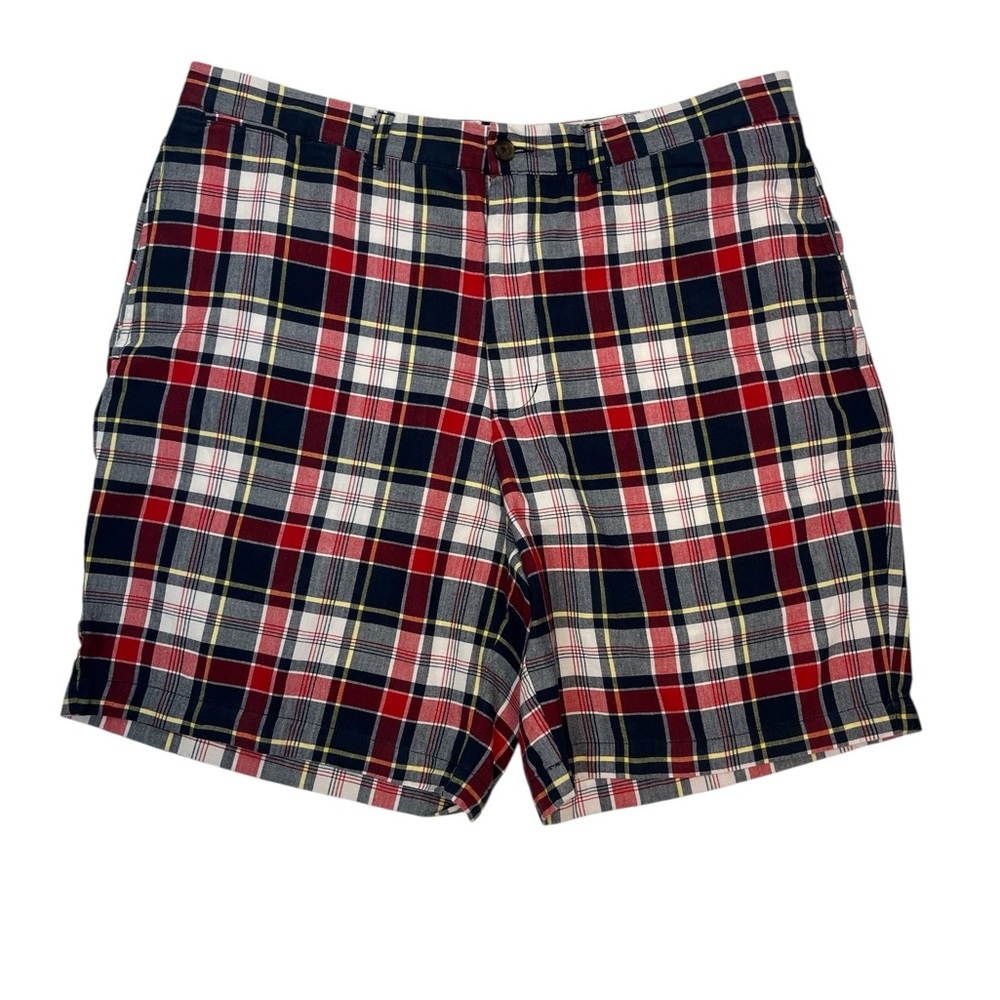 Lands’ End Men’s Plaid Shorts Size 38 Preppy Coastal Madras Style 8” inseam